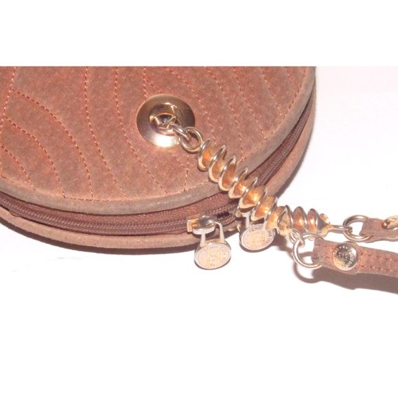 RARE Fendi Caramel Quilted Suede 2-way Purse with a 'Pasta' or 'Noodle' Design - Picture 13 of 14